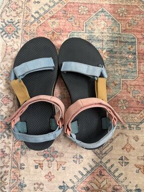 Teva Flatform Universal Sandals - Pastel Blue, Pink & Mustard